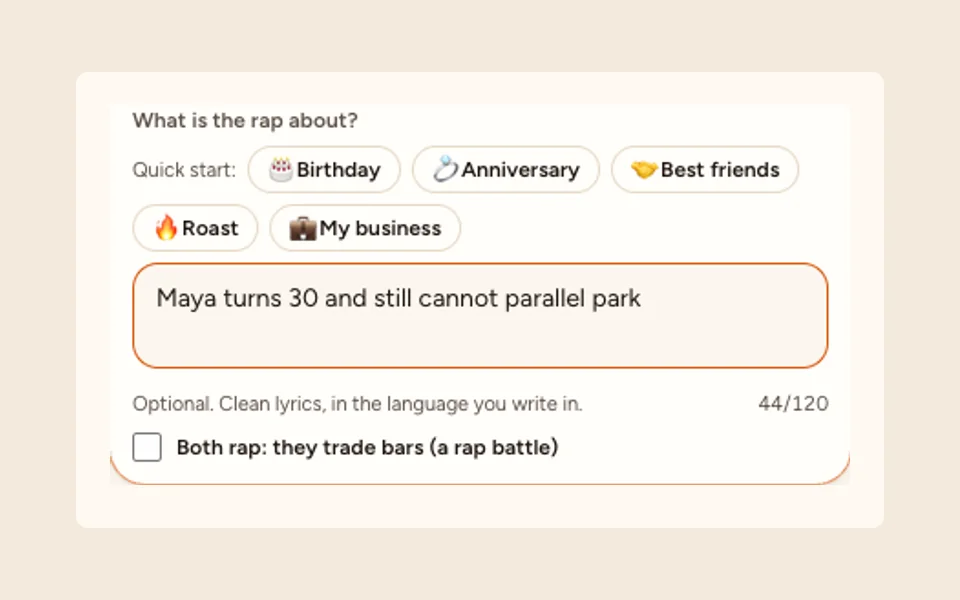 Interface screenshot in English: Type one line.